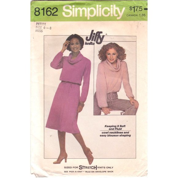 Vintage Sewing PATTERN Simplicity 8162, Jiffy Misses 1977 Knit Pullover Top - Picture 1 of 2